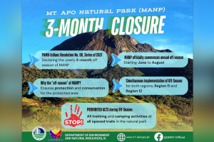 Trekking, camping prohibited in Mt. Apo until Aug. 31: DENR-11