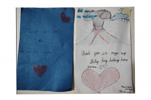 Social workers receive ‘thank you’ cards from Kanlaon displaced kids