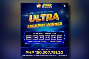 E-Lotto bettor from Quezon province bags P150-M Ultra Lotto pot