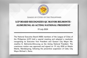 LCP designates Quezon City mayor as acting national president