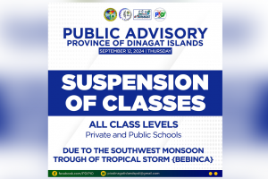 Classes, sea travel suspended in Dinagat due to enhanced monsoon