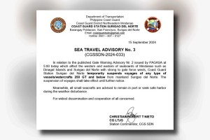 PCG suspends sea travels in Surigao, Dinagat