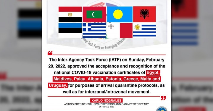 PH sekarang menerima sertifikat vax Covid-19 dari 8 negara lain