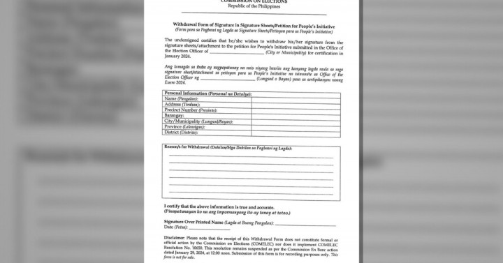 Pi Signature Withdrawal Form Now Available At Comelec Offices Philippine News Agency 2440