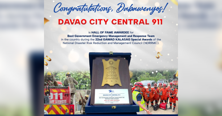 Davao’s Central 911 is Gawad Kalasag Hall of Famer | Philippine News Agency