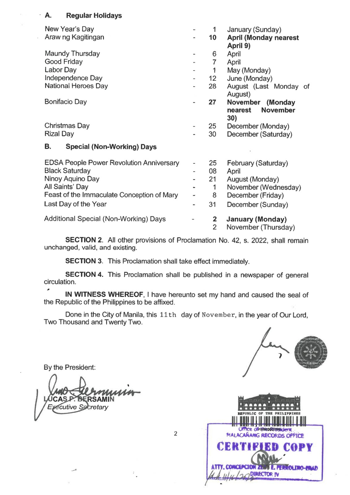Palace updates list of holidays for 2023 with more long weekends