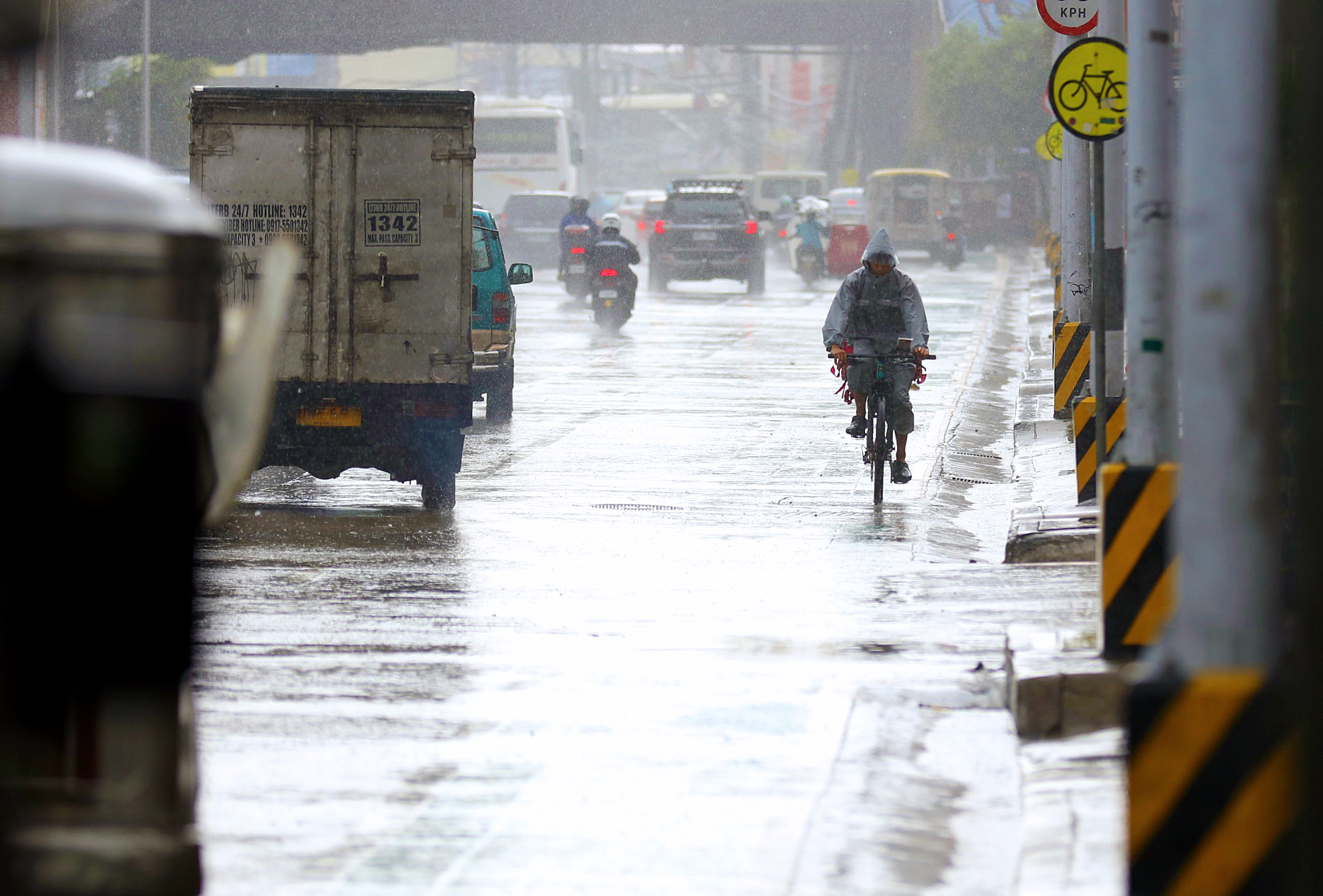 riding bike while raining